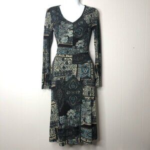 KAREN KANE Long Sleeve Ruched Boho Dress